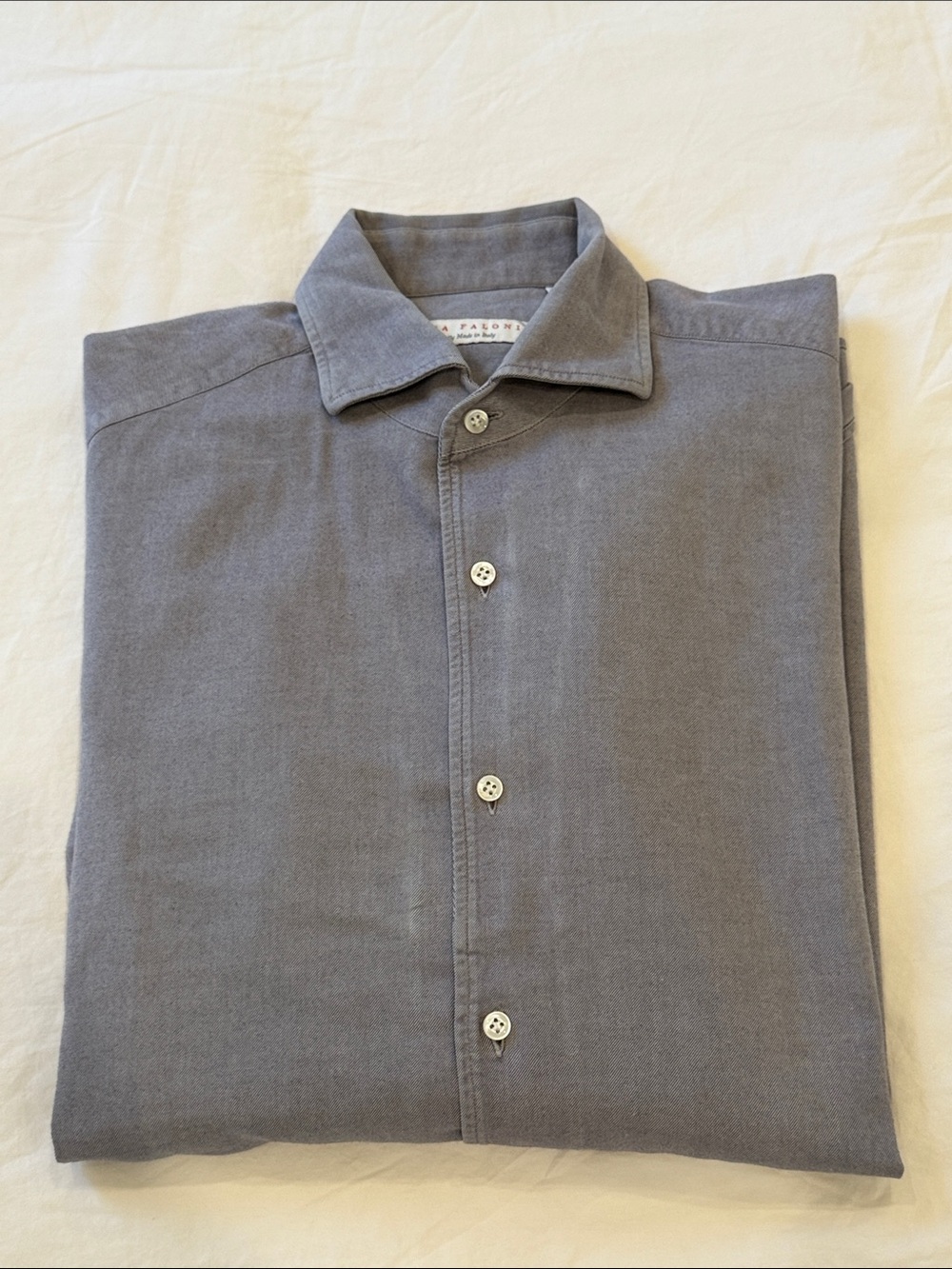 Men's Grey Luca Faloni Button-Up Shirt 15.75 Collar